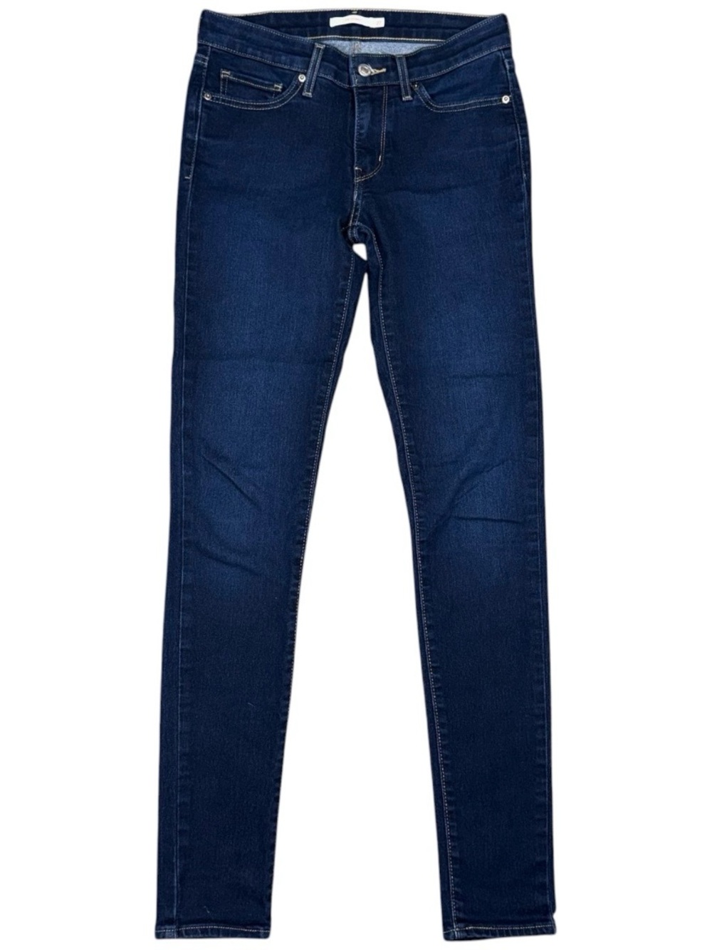 Levi’s 711 Skinny Jeans Mid Rise Dark Blue Wash Stretch Denim Sz 27 x 32 Casual
